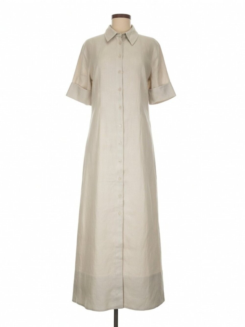 NWT Staud Joan in Natural Beige Stretch Linen Maxi Shirt Dress 8 $395 - Picture 3 of 8